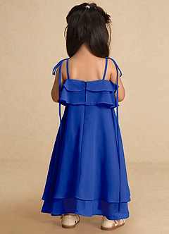 Azazie Temi vestidos de niña de las flores Vestido de Azul Real de Gasa de Corte En A con Tirante Espagueti image9