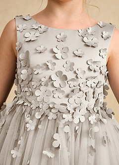 Azazie Lana Flower Girl Dresses Frost A-Line Sleeveless Matte Satin Dress image6