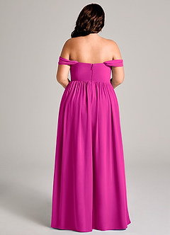 Azazie Calianna Bridesmaid Dresses Fuchsia A-Line Off the Shoulder Chiffon Convertible Dress image15