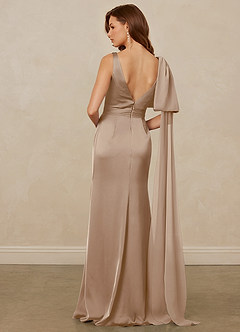 Christian Siriano Bridal for Azazie 1011 Brautjungfernkleider Meerjungfrau-Linie Schleifen Stretch-Satin Kleid Taupe image2