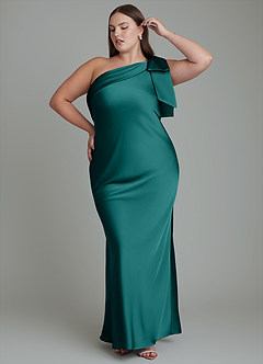 Azazie Yuanna Brudtärnklänningar Klänning av Sjöjungfru i Stretch Satin One-shoulder Påfågelblå image11