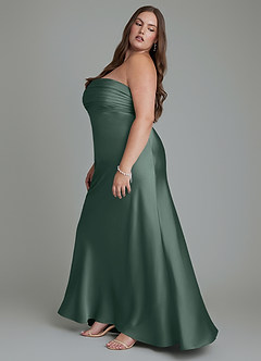 Azazie Saylor Vestidos de damas de honor Vestido Musgo Marino de Satén Elástico de Corte Sirena con Palabra de honor image13