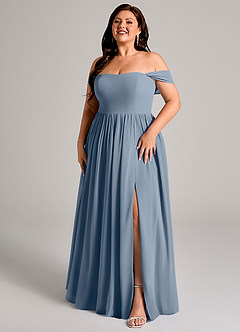 Azazie Calianna Bridesmaid Dresses Twilight A-Line Off the Shoulder Chiffon Convertible Dress image12
