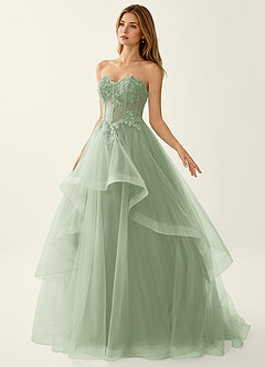 Anais Hellgrün Korsett-Abendkleid mit Schnürung am Rücken und Rüschen aus Spitze image4