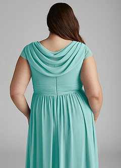 Azazie Organa Bridesmaid Dresses Aqua A-Line Pleated Chiffon Dress image12