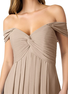 Azazie Kaitlynn Robes de demoiselle d'honneur Robe Empire Convertible en Mousseline de soie Gerafft Taupe image5