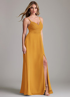Azazie Terese Bridesmaid Dresses Butterscotch A-Line Pleated Chiffon Dress image3