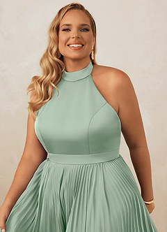 Christian Siriano Bridal for Azazie 1007 Bridesmaid Dresses Agave A-Line Pleated Stretch Satin Dress image14