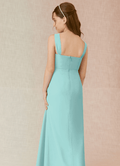 Azazie Denice Junior Aqua A-Line Chiffon Dress image7