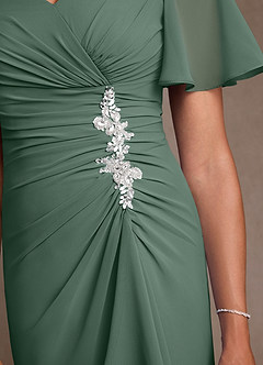 Azazie Suffolk Vestidos para mãe da noiva Vestido Eucalipto de Chiffon de Linha A com Plissado image5