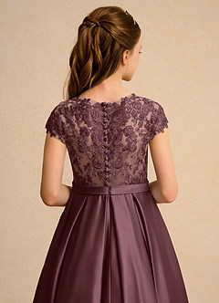 Azazie Bunny Girls Formal Robe Demoiselle D'honneur Fillette Robe Robe de bal en Dentelle Sangria image7