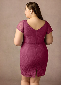 Azazie Lucilia Final Sale Mulberry Sheath Lace Dress image11