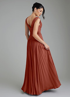 Azazie Kima Brautjungfernkleider Eine Linie Plissee Chiffon Kleid Rotbraun image8