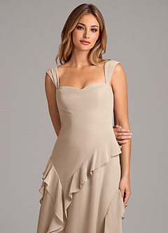 Azazie Sloane Bridesmaid Dresses Taupe A-Line Sweetheart Neckline Chiffon Dress image7