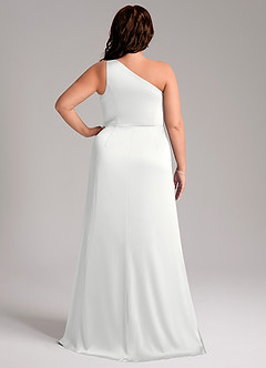 Azazie Phaedra Suknie dla druhen Linia A Jedno ramię Satyna elastyczna Do ziemi Sukienka image2