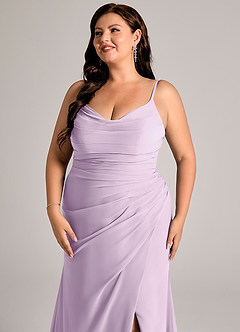 Azazie Deandra Bridesmaid Dresses Frosted Lilac Mermaid Pleated Chiffon Dress image12