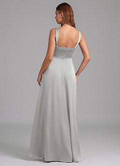 Azazie Rosaline 신부 들러리 드레스 A라인 사이드 슬릿 스트레치 새틴 바닥 길이 드레스 image2