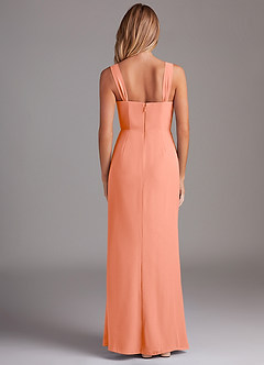 Azazie Denice Bridesmaid Dresses Sunset Sheath Pleated Chiffon Dress image2