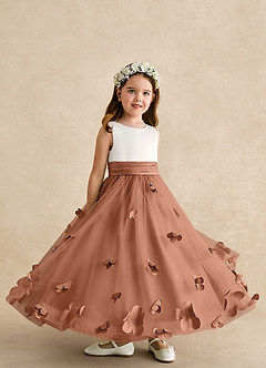 Azazie Vi Flower Girl Dresses Bronzer A-Line Sleeveless Tulle Dress image8