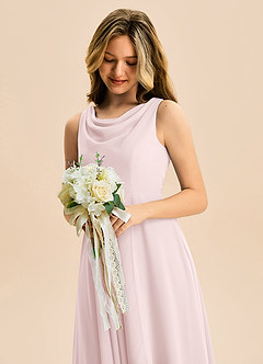 Azazie Mannie Junior Linia A Pofałdowany Szyfon Asymetryczny Młodsza druhna Sukienka image7