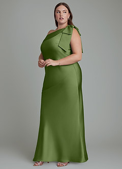 Azazie Yuanna Brautjungfernkleider Meerjungfrau-Linie One-Shoulder Stretch-Satin Kleid Wacholder image13