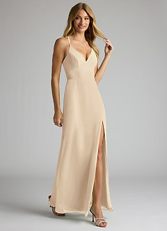 Azazie Becca Suknie dla druhen Osłona Szyfon Do ziemi Sukienka image2