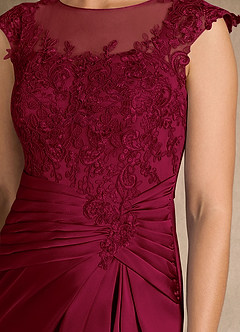 Azazie Santa Barbara Abiti per la Madre della Sposa Abito Tubino in Raso Elasticizzato Plissettato Borgogna image9