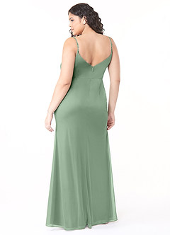 Azazie Deandra Vestidos de damas de honor Vestido de Matcha de Malla de Sirena con Plisado image8