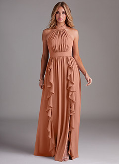 Azazie Avary Brautjungfernkleider A-Linie Plissee Chiffon Kleid Mai Tai image3