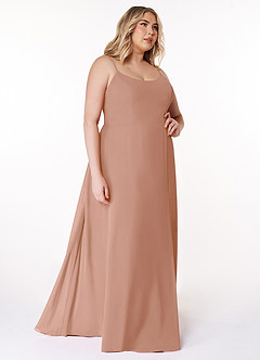 Azazie Moira Bridesmaid Dresses Champagne Rose A-Line Scoop Chiffon Dress image11