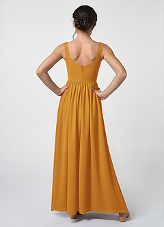 Azazie Keyla Junior Butterscotch A-Line Pleated Chiffon Dress image2