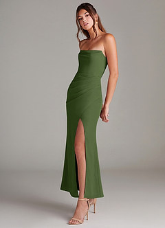 Azazie Leonis Bridesmaid Dresses Olive Mermaid Strapless Chiffon Convertible Dress image3