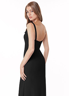 Azazie Salma Brautjungfernkleider Etui Seitliche Cut-Outs Chiffon Kleid Schwarz image4