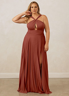 Christian Siriano Bridal for Azazie 1009 Bridesmaid Dresses Auburn A-Line Pleated Chiffon Dress image11