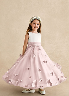 Azazie Vi Flower Girl Dresses Blushing Pink A-Line Sleeveless Tulle Dress image8