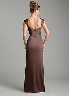 Azazie Filippa Bridesmaid Dresses Ganache A-Line Pleated Stretch Satin Dress image2