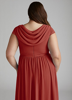 Azazie Organa Bridesmaid Dresses Terracotta A-Line Pleated Chiffon Dress image12