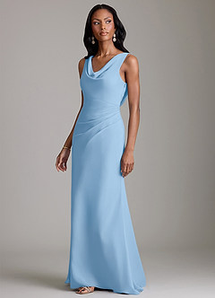 Azazie Linelle At-home Try On Dresses Burgundy Mermaid Pleated Chiffon Dress image6