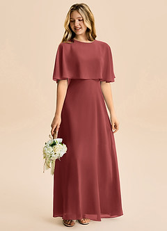 Azazie Maris Junior A-Linie Chiffon Kleid Terrakotta image6