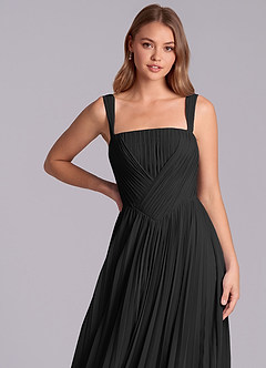 Azazie Mina Jurken voor bruidsmeisjes Jurk van Chiffon met A-Lijn Geplooid Zwart image2