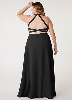 Azazie Clarice Bridesmaid Dresses Black A-Line Halter Chiffon Dress image9