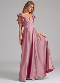Azazie Leilani Bridesmaid Dresses Vintage Mauve A-Line Ruched Stretch Satin Dress image4