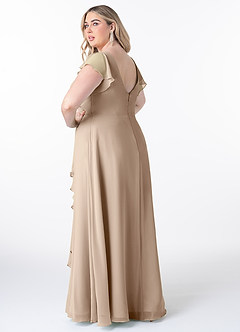 Azazie Omari Bridesmaid Dresses Taupe A-Line Chiffon Dress image2