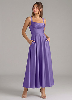 Azazie Shaude Bridesmaid Dresses Tahiti A-Line Pleated Stretch Satin Dress image3