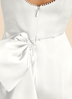 Azazie Emi Junior White Sheath Bow Stretch Satin Dress image7