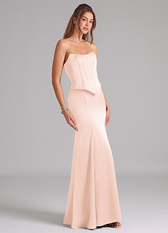 Azazie Ximena Bridesmaid Dresses Blushing Pink Mermaid Corset Stretch Satin Convertible Dress image5