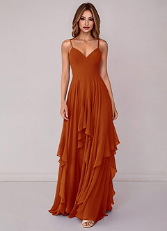 Azazie Zaina Bridesmaid Dresses Paprika A-Line Chiffon Dress image4