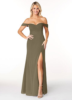 Azazie Joretta Robes de demoiselle d'honneur Robe Trapèze Convertible en Mousseline de soie Encolure en Forme de Cœur Vert Saule image1