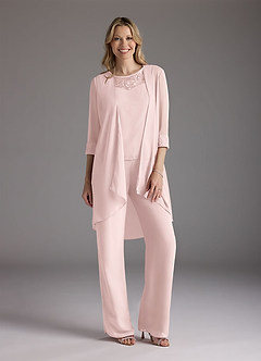 Azazie Maura Mother of the Bride Dresses Blushing Pink Jumpsuit/Pantsuit Sequins Chiffon Dress image2