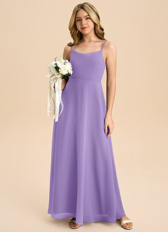 Azazie Shale Junior Tahiti A-Line Bow Chiffon Dress image5